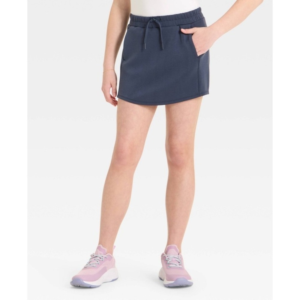 NWT~ All in Motion sz M 8 Navy blue Girls Airy Sleek Flap front Skort Gym